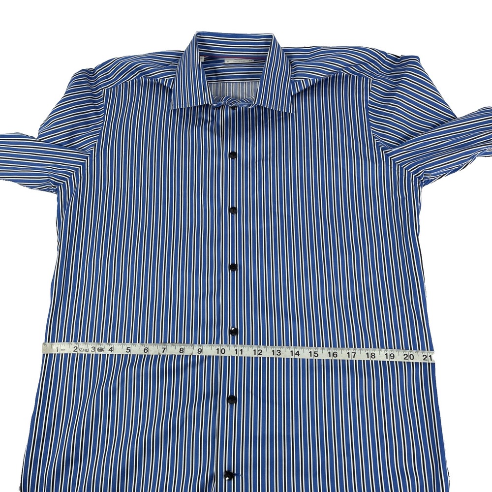 Mens Eton Contemporary Blue Striped Long Sleeve Dress Shirt Size 42 16.5 - Picture 8 of 10